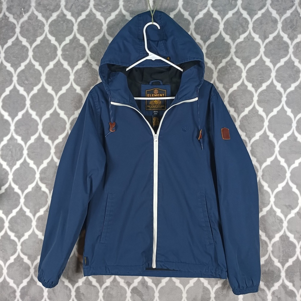 Element Hooded Jacket Mens Small Blue Wolfeboro Fleece Lined Zip Up